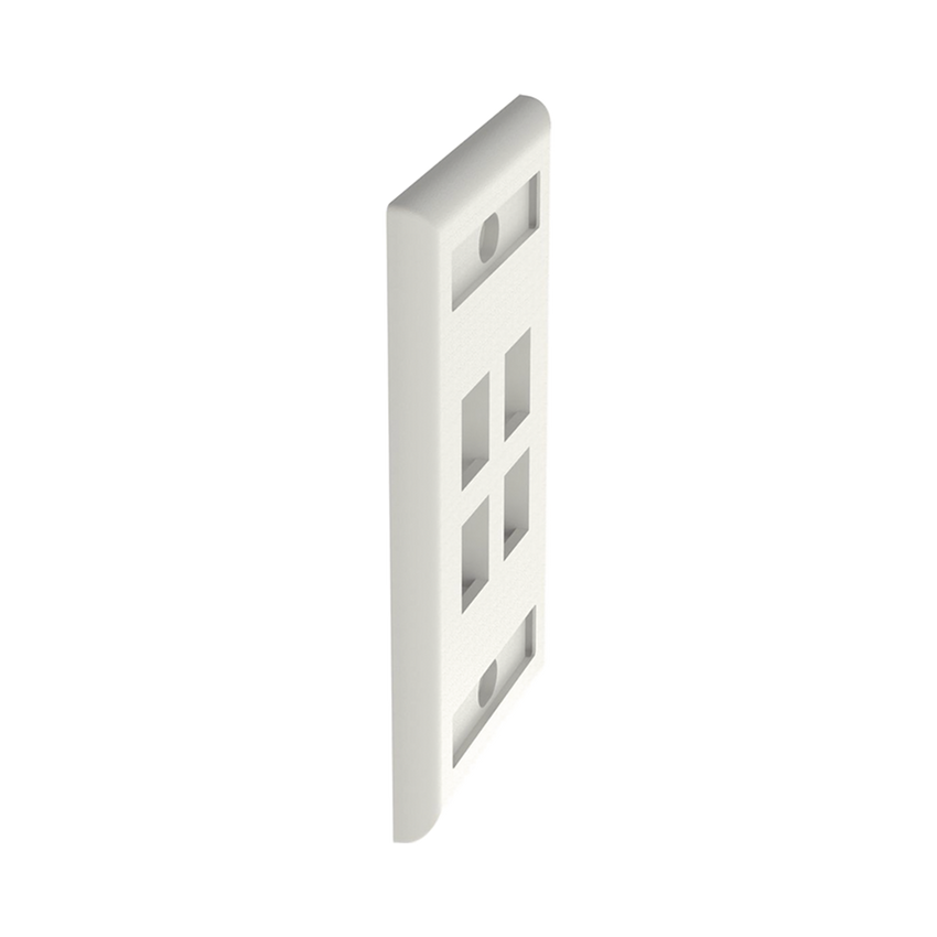 Placa de Pared Vertical, Salida Para 4 Puertos Keystone, Con Espacios Para Etiquetas, Color Blanco Mate