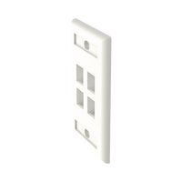 Placa de Pared Vertical, Salida Para 4 Puertos Keystone, Con Espacios Para Etiquetas, Color Blanco Mate