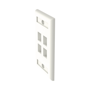 Placa de Pared Vertical, Salida Para 4 Puertos Keystone, Con Espacios Para Etiquetas, Color Blanco Mate