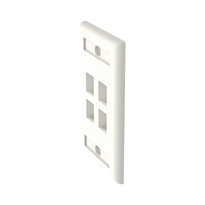 Placa de Pared Vertical, Salida Para 4 Puertos Keystone, Con Espacios Para Etiquetas, Color Blanco Mate