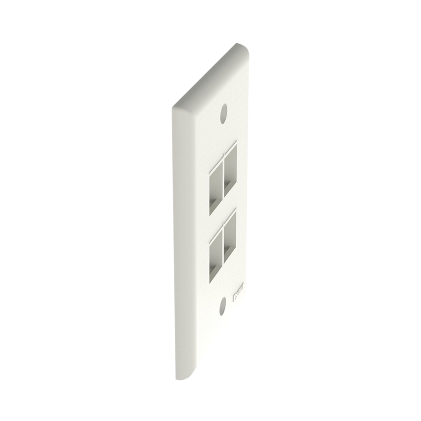 Placa de Pared Vertical, Salida Para 4 Puertos Keystone, Color Blanco Mate