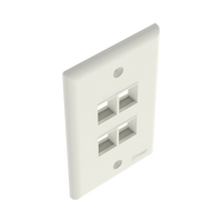 Placa de Pared Vertical, Salida Para 4 Puertos Keystone, Color Blanco Mate