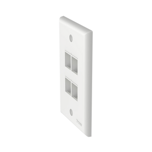 Placa de Pared Vertical, Salida Para 4 Puertos Keystone, Color Blanco