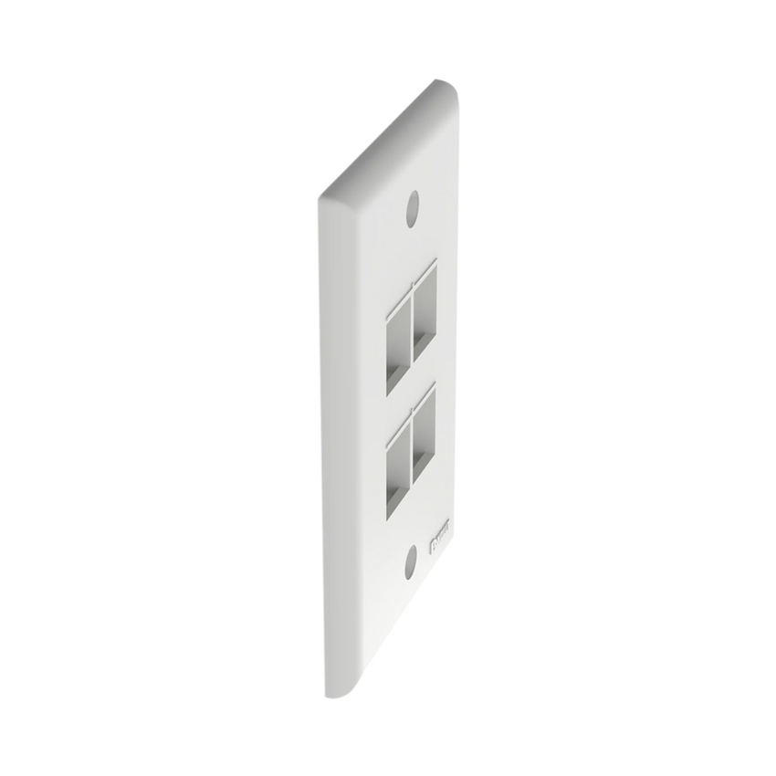 Placa de Pared Vertical, Salida Para 4 Puertos Keystone, Color Blanco