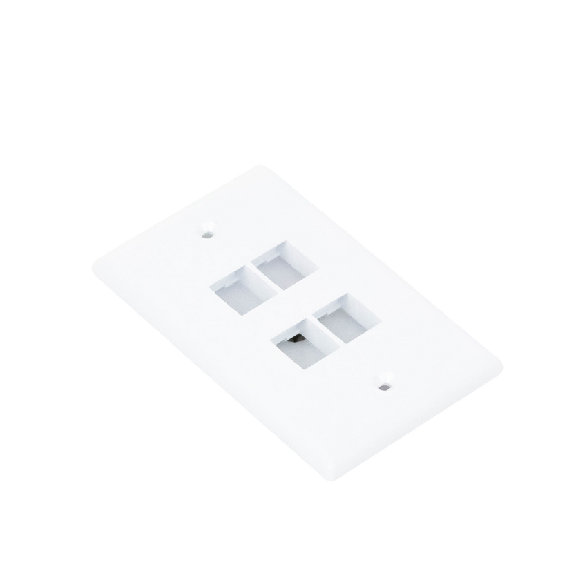 Placa de Pared Vertical, Salida Para 4 Puertos Keystone, Color Blanco