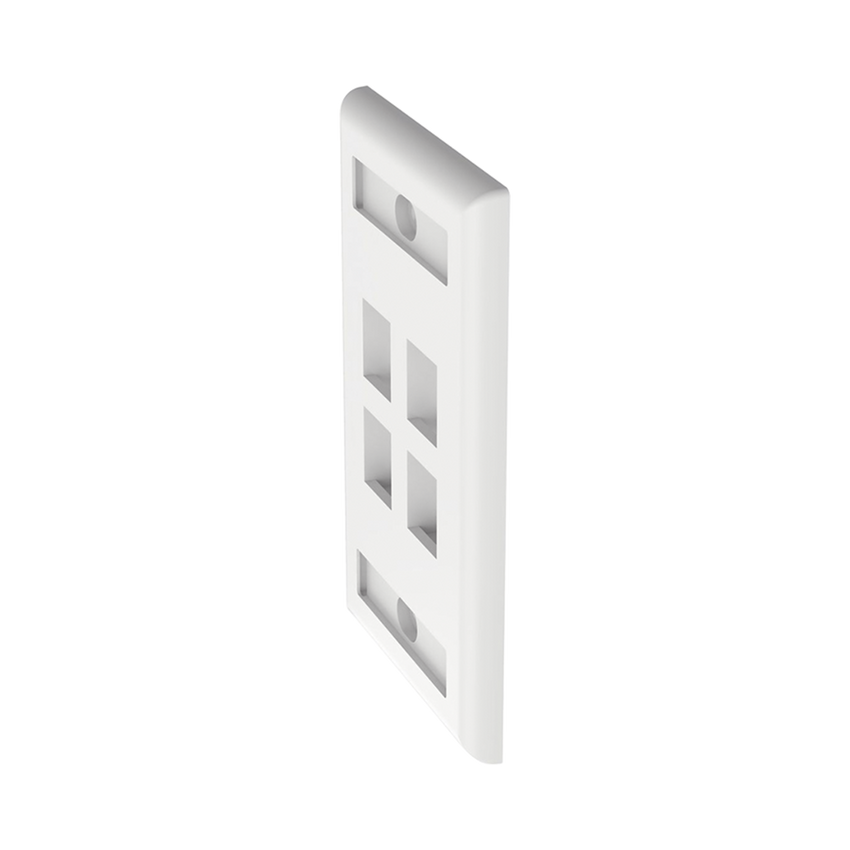 Placa de Pared Vertical, Salida Para 4 Puertos Keystone, Con Espacios Para Etiquetas, Color Blanco