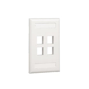 Placa de Pared Vertical, Salida Para 4 Puertos Keystone, Con Espacios Para Etiquetas, Color Blanco
