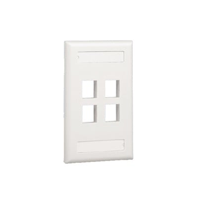 Placa de Pared Vertical, Salida Para 4 Puertos Keystone, Con Espacios Para Etiquetas, Color Blanco