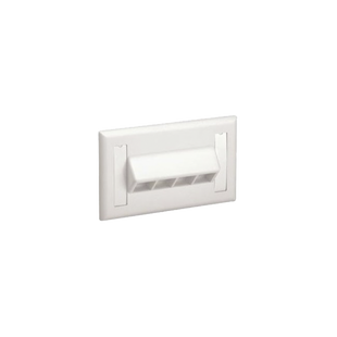 Placa de Pared Horizontal, Salida Para 4 Puertos Keystone, Con Espacios Para Etiquetas, Color Blanco Mate