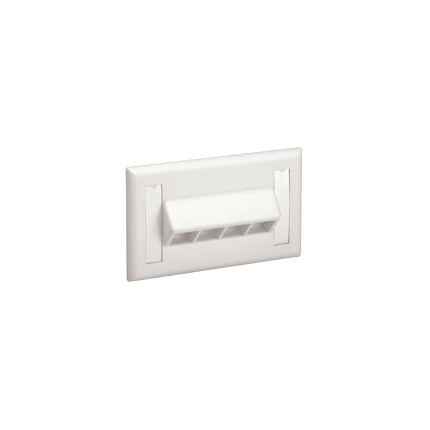 Placa de Pared Horizontal, Salida Para 4 Puertos Keystone, Con Espacios Para Etiquetas, Color Blanco Mate