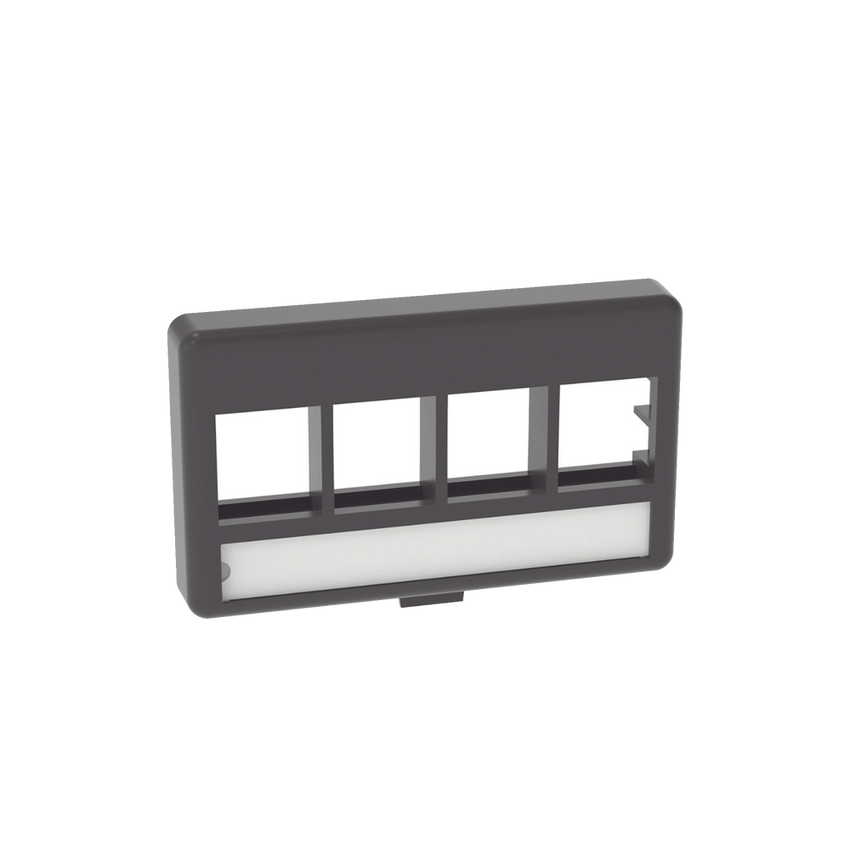 Placa de Mobiliario Modular Estándar, Salidas Para 4 Puertos Keystone, Color Negro