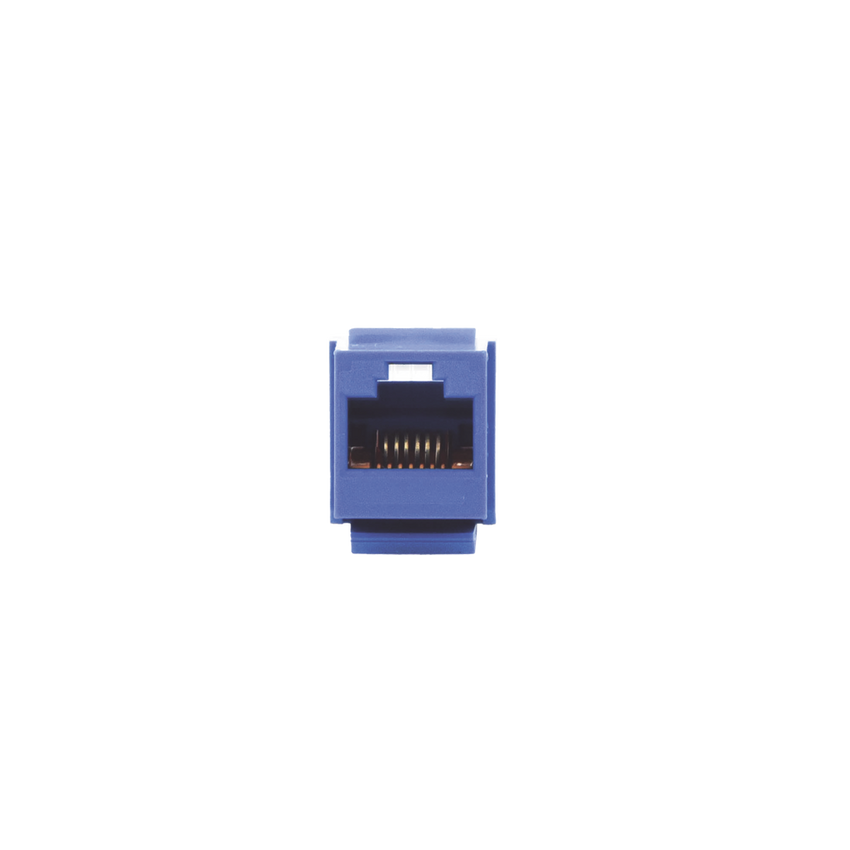 Conector Jack Estilo Leadframe, Tipo Keystone, Categoría 5e, de 8 Posiciones y 8 Cables, Color Azul