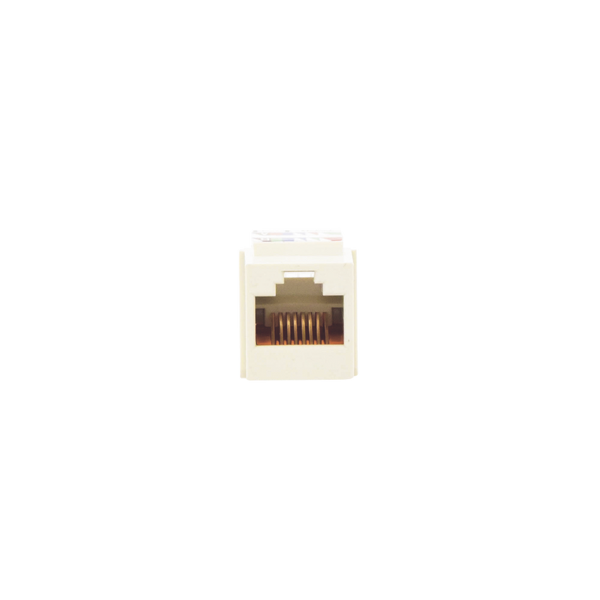 Conector Jack Estilo Leadframe, Tipo Keystone, Categoría 5e, de 8 Posiciones y 8 Cables, Color Blanco Mate