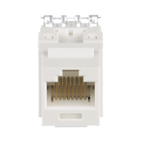 Conector Jack Estilo 110 (de Impacto), Tipo Keystone, Categoría 6, de 8 Posiciones y 8 Cables, Color Blanco Mate