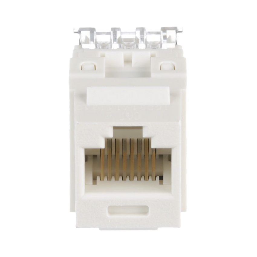 Conector Jack Estilo 110 (de Impacto), Tipo Keystone, Categoría 6, de 8 Posiciones y 8 Cables, Color Blanco Mate
