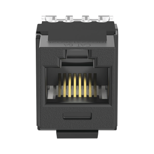Conector Jack Estilo 110 (de Impacto), Tipo Keystone, Categoría 6A, de 8 Posiciones y 8 Cables, Color Negro