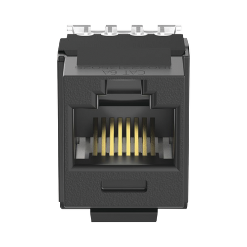 Conector Jack Estilo 110 (de Impacto), Tipo Keystone, Categoría 6A, de 8 Posiciones y 8 Cables, Color Negro
