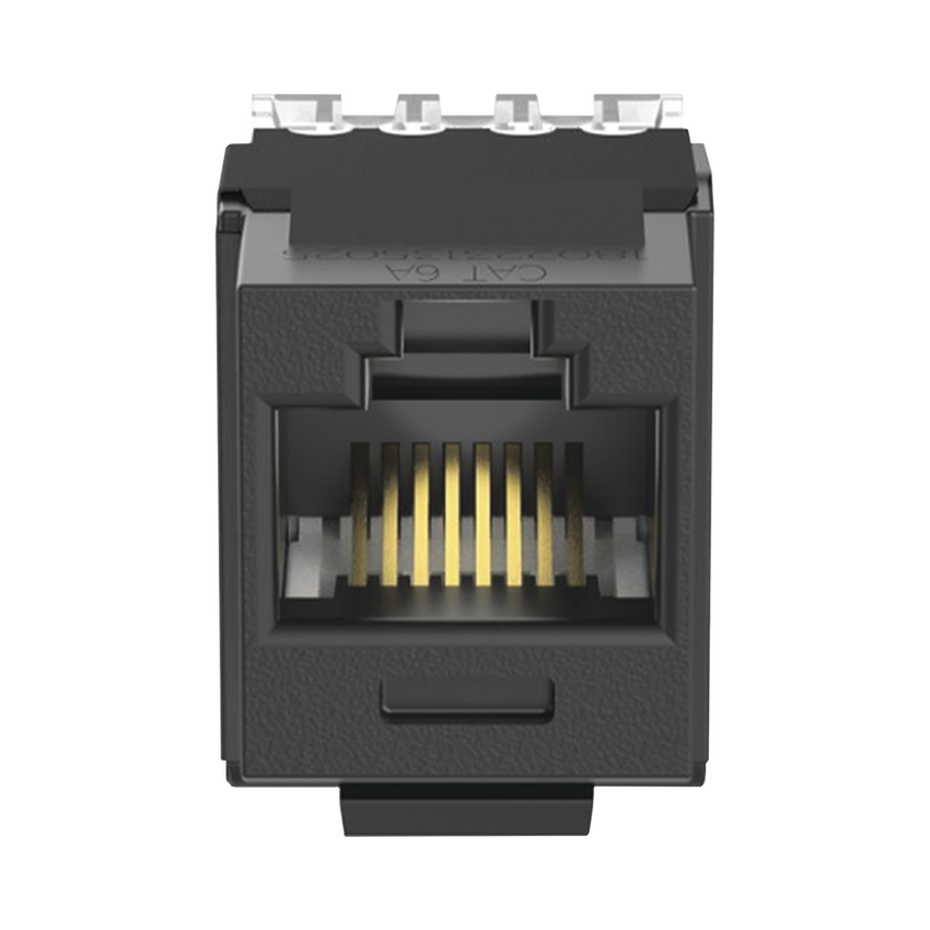 Conector Jack Estilo 110 (de Impacto), Tipo Keystone, Categoría 6A, de 8 Posiciones y 8 Cables, Color Negro