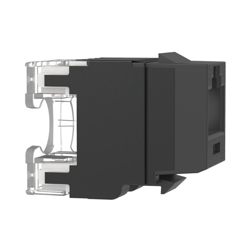 Conector Jack Estilo 110 (de Impacto), Tipo Keystone, Categoría 6A, de 8 Posiciones y 8 Cables, Color Negro