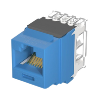 Conector Jack Estilo 110 (de Impacto), Tipo Keystone, Categoría 6A, de 8 Posiciones y 8 Cables, Color Azul