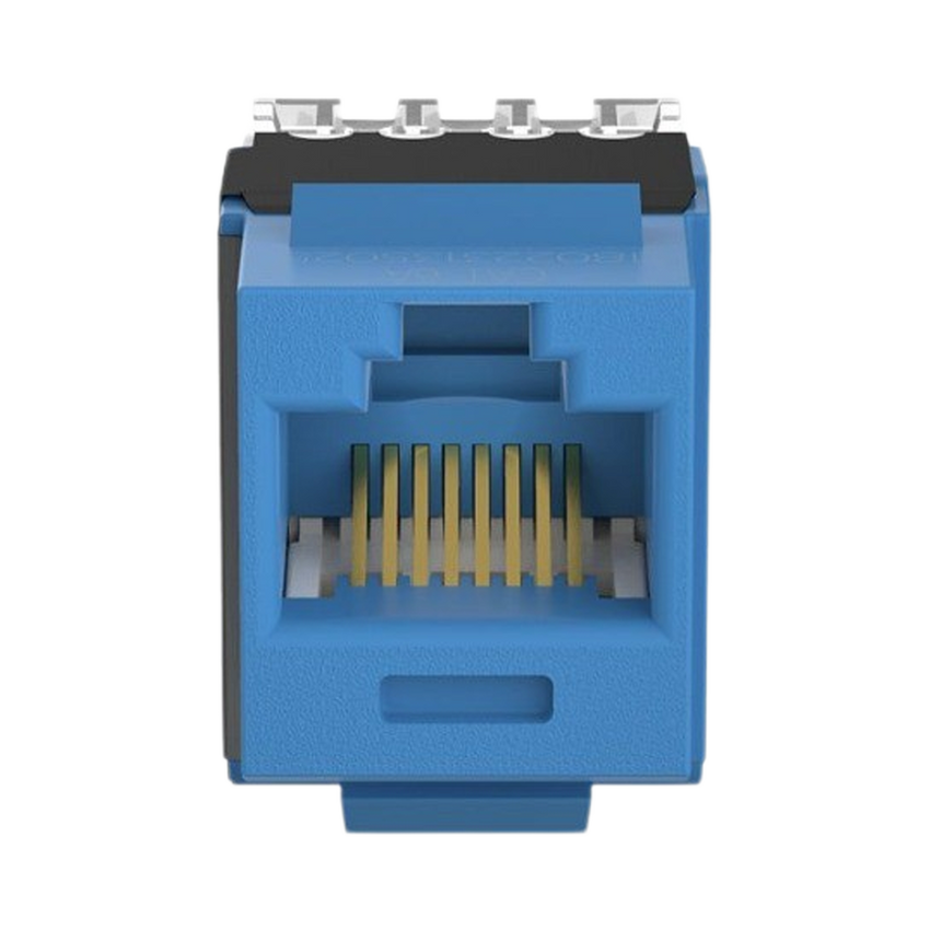 Conector Jack Estilo 110 (de Impacto), Tipo Keystone, Categoría 6A, de 8 Posiciones y 8 Cables, Color Azul