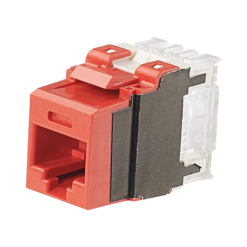Conector Jack Estilo 110 (de Impacto), Tipo Keystone, Categoría 6A, de 8 posiciones y 8 cables, Color Rojo
