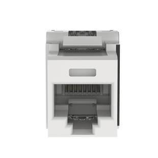Conector Jack Estilo 110 (de Impacto), Tipo Keystone, Categoría 6A, de 8 Posiciones y 8 Cables, Color Blanco