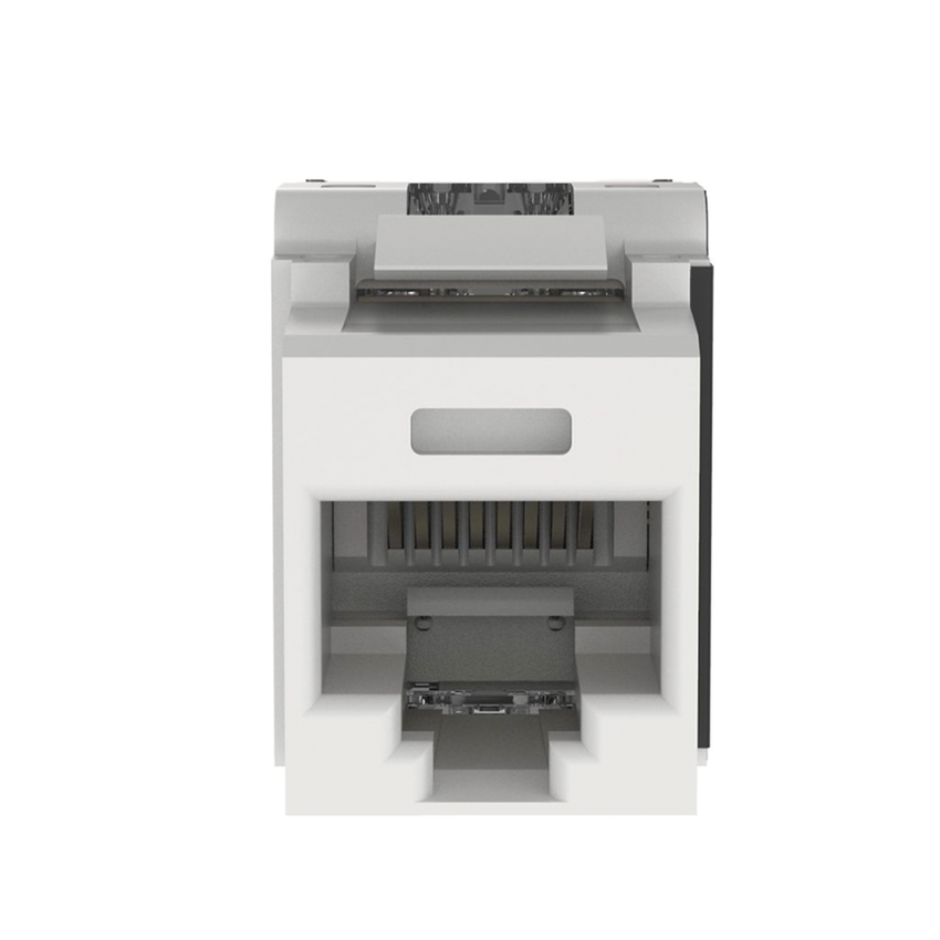 Conector Jack Estilo 110 (de Impacto), Tipo Keystone, Categoría 6A, de 8 Posiciones y 8 Cables, Color Blanco