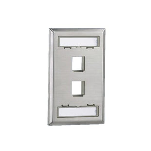 Placa de Pared Vertical, Salida Para 2 Puertos Keystone, Con Espacios Para Etiquetas, de Acero Inoxidable