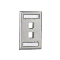 Placa de Pared Vertical, Salida Para 2 Puertos Keystone, Con Espacios Para Etiquetas, de Acero Inoxidable