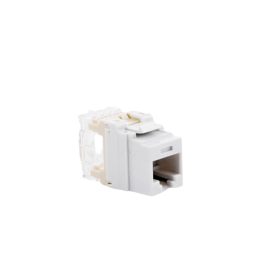 Conector Jack Estilo 110 (de Impacto), Tipo Keystone, Categoría 5e, de 8 Posiciones y 8 Cables, Color Blanco