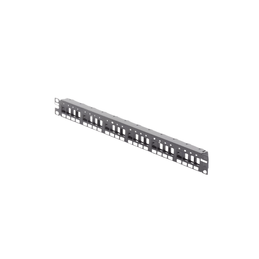 Panel de Parcheo Modular Keystone (Sin Conectores), Numerado y Espacio para Etiquetas, de 24 Puertos, 1UR