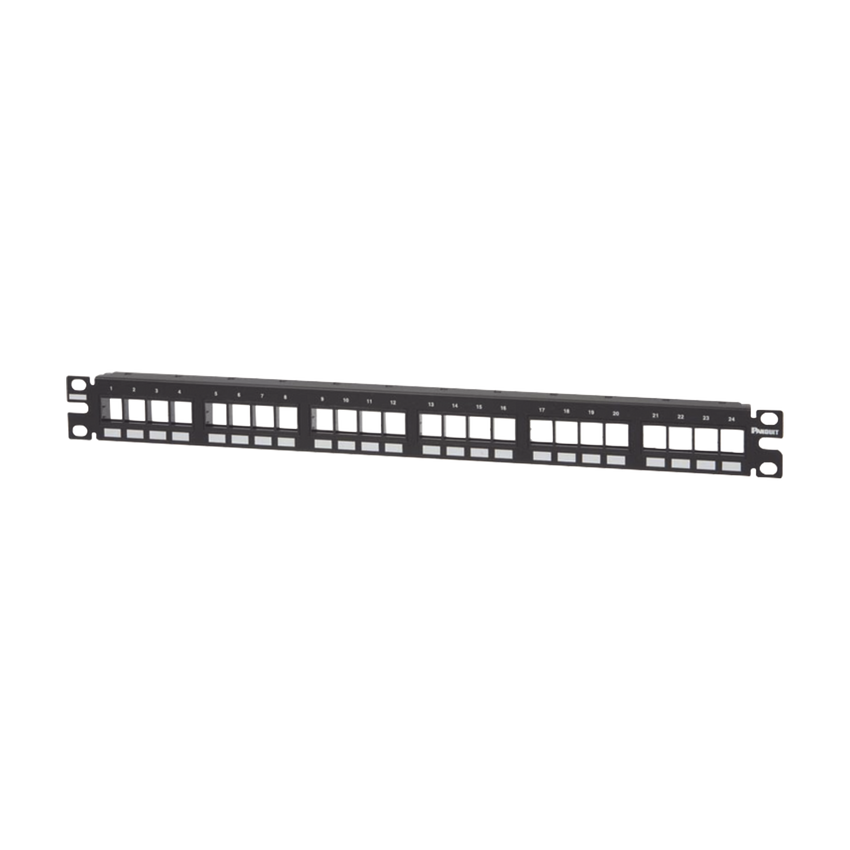 Panel de Parcheo Modular Keystone (Sin Conectores), Numerado y Espacio para Etiquetas, de 24 puertos, 1UR