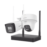 Kit IP Inalámbrico 2 Megapíxel / NVS 4 Canales / 1 Cámara Bala Exterior + 1 Cámara Turret Interior con Lente 2.8 mm y Dual Light / Audio Bidireccional (Micrófono y Bocina) / Soporta Micro SD de 512 GB