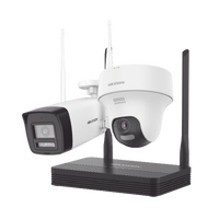 Kit IP Inalámbrico 4 Megapixel / NVS 4 Canales / 1 Cámara Bala Exterior + 1 Cámara Turret Interior con Lente 2.8 mm y Dual Light / Audio Bidireccional (Micrófono y Bocina) / Soporta Micro SD de 512 GB