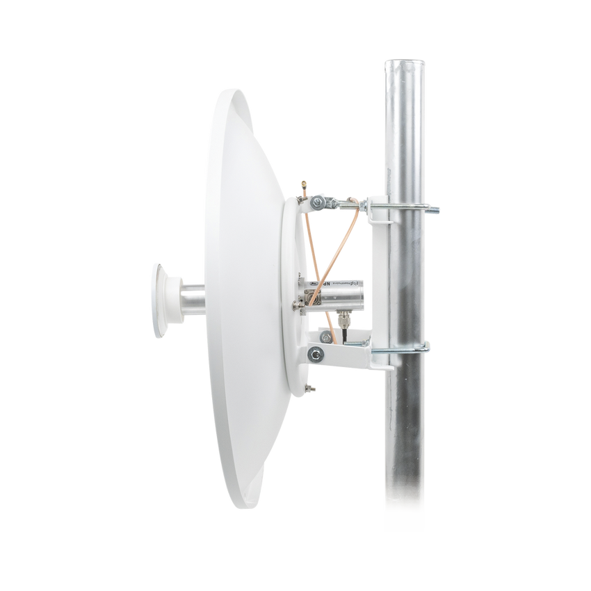 Antena Direccional de alto rendimiento / diámetro  de 60 cm / 4.9-6.4 GHz / Ganancia 30 dBi / SLANT de 45 ° y 90 ° / Ideal para 30 km / Conector N-Hembra / Montaje  y jumpers incluidos.