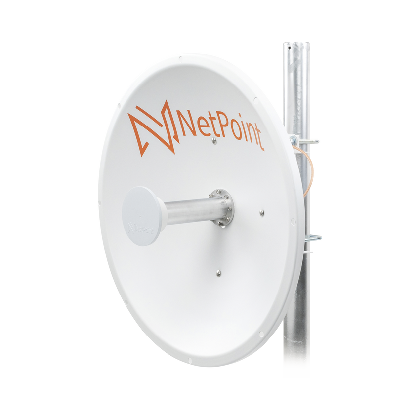 Antena Direccional de alto rendimiento / diámetro  de 60 cm / 4.9-6.4 GHz / Ganancia 30 dBi / SLANT de 45 ° y 90 ° / Ideal para 30 km / Conector N-Hembra / Montaje  y jumpers incluidos.