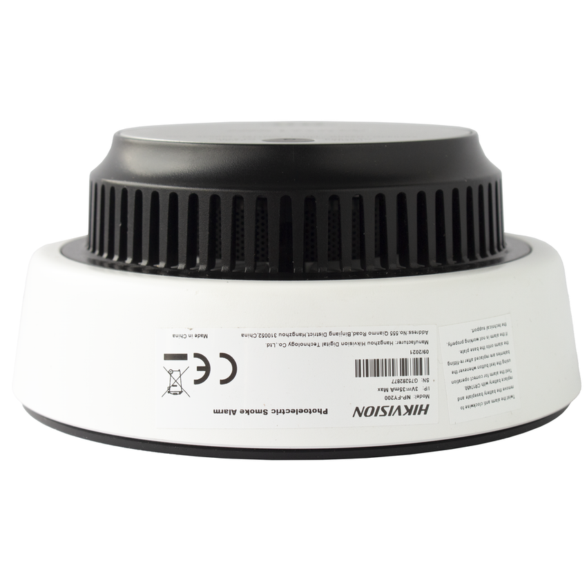 (HikFire) Detector de Humo Fotoeléctrico / Tecnología Dual de Luz / Alerta de ≥85 dB@3 m / Batería de Litio / Instalación en Techo