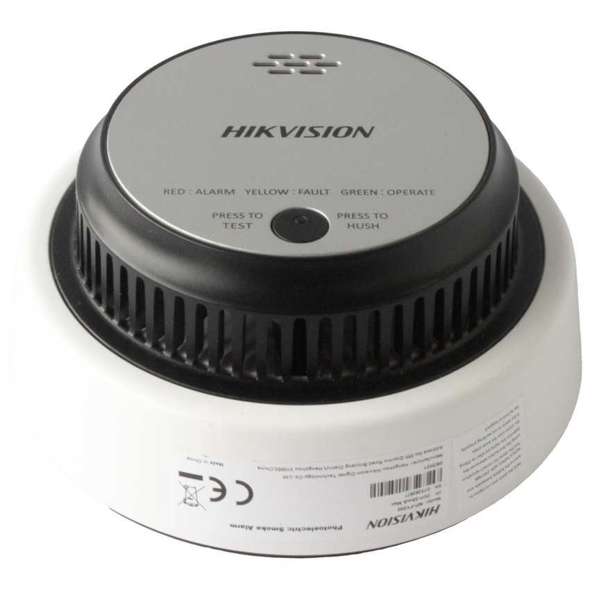 (HikFire) Detector de Humo Fotoeléctrico / Tecnología Dual de Luz / Alerta de ≥85 dB@3 m / Batería de Litio / Instalación en Techo