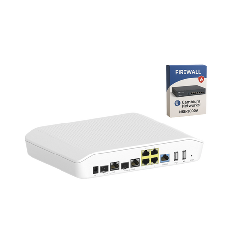 Kit Router/Firewall con licencia incluida NSE-SUB-3000-1 / función SD-WAN NSE3000 / 2 puertos WAN Gigabit + 2 SFP combo / 4 puertos LAN Gigabit / Gestión Unificada de Amenazadas / Administración desde la Nube / Hasta 1,000 dispositivo
