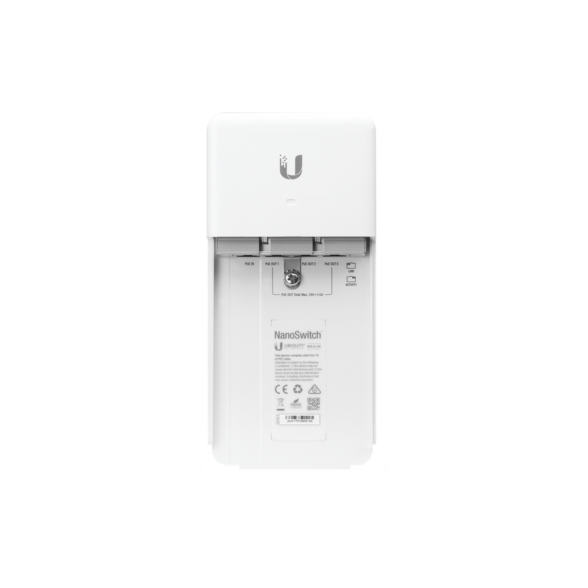 Switch PoE 24 V de Paso para Exterior con 4 Puertos Gigabit (1 PoE In, 3 PoE Out) NanoSwitch