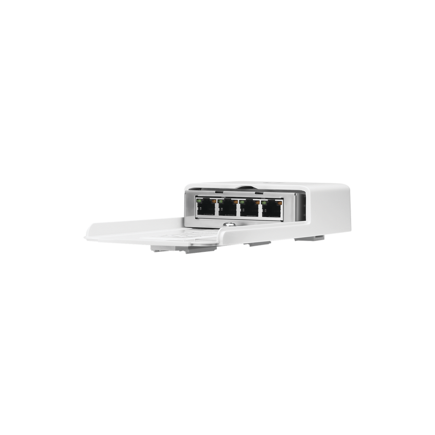 Switch PoE 24 V de Paso para Exterior con 4 Puertos Gigabit (1 PoE In, 3 PoE Out) NanoSwitch