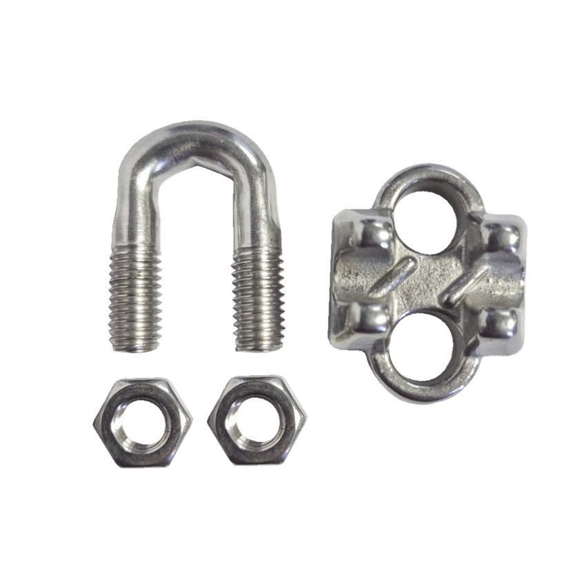 Nudo/ Perro/ Abrazadera Acero Forjado para Cable de 1/4", Acero Inoxidable.