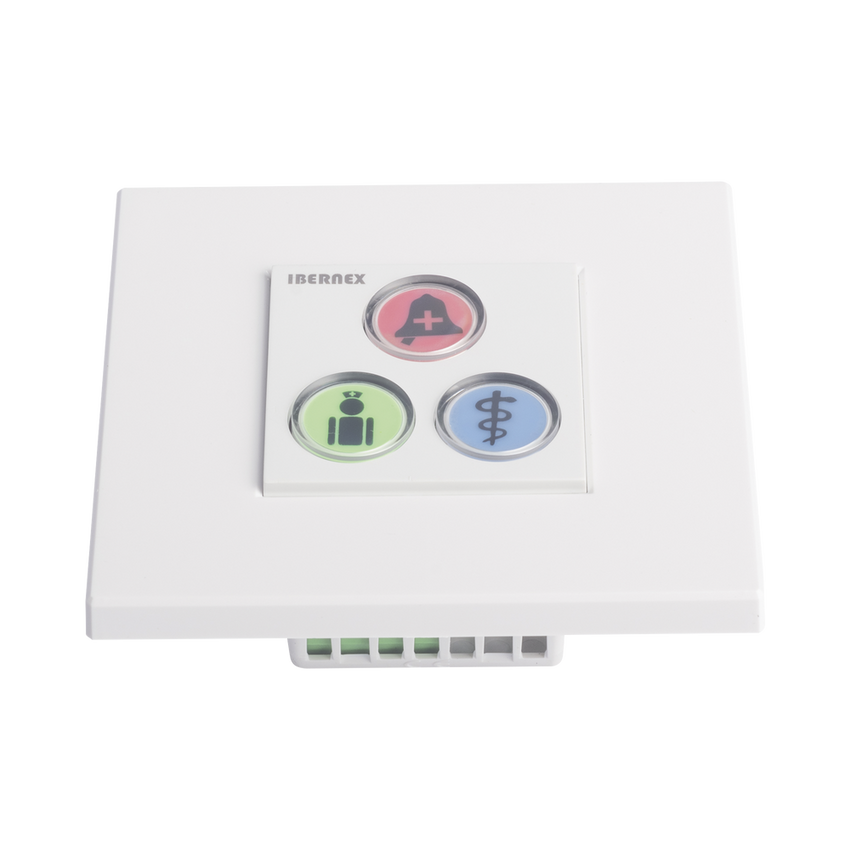 Modulo de 3 Botones iluminados con Lector RFID 125 KHz / Alarma / Cancelar y Código Azul / BUS RS485 / Compatible con NX0019/B, NX1021 y NX0015