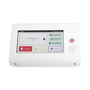 Terminal de Habitación IP para Hospitales / Lector RFID 125 KHz / Audio Bidireccional / SIP / PoE / Pantalla Táctil 7" / Compatible con NX1071 y NX1075