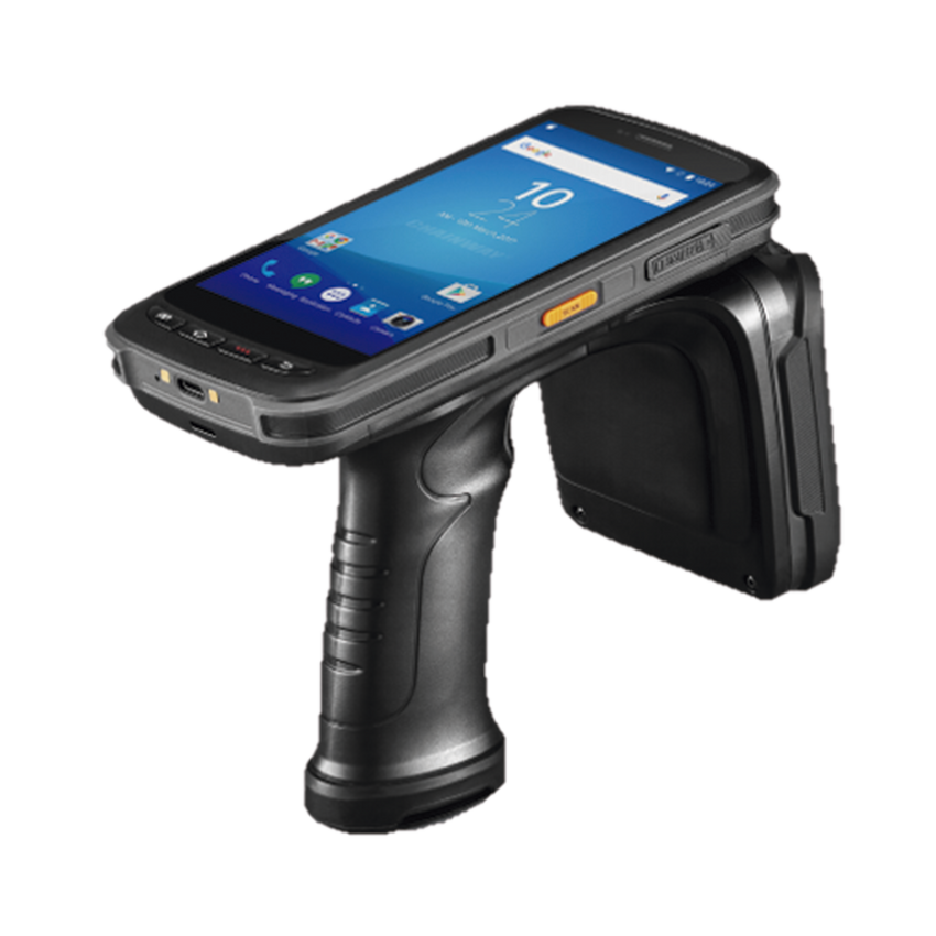 LECTOR RFID PORTATIL CON LECTURA DE LARGA DISTANCIA, IP65 UHF. CONTIENE BASE DE CARGA