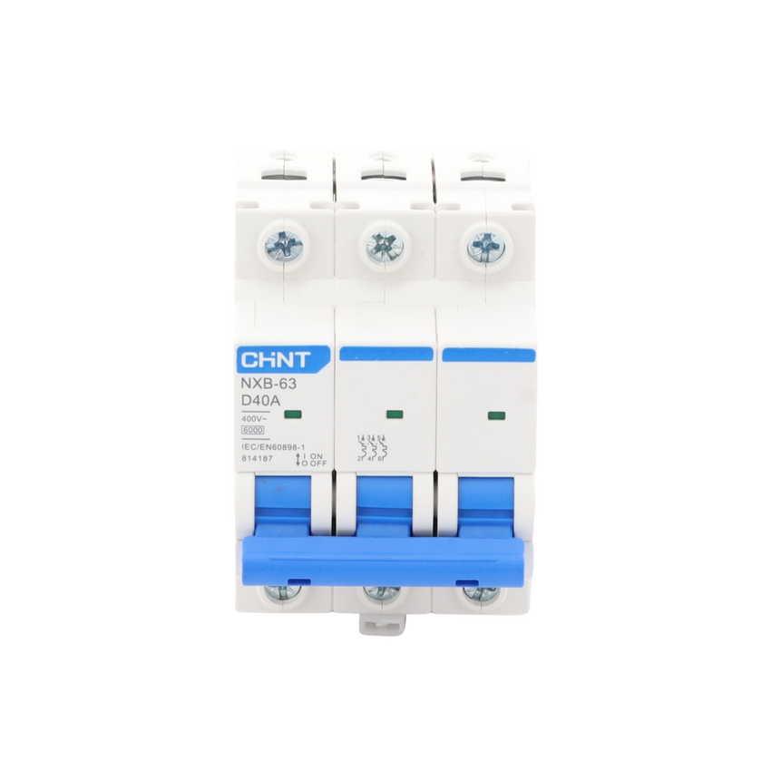Pastilla para Riel Din, 3 Polos, 40 Amp, Vca:110/415v, 6kA, Catálogo: NXB633PD40.