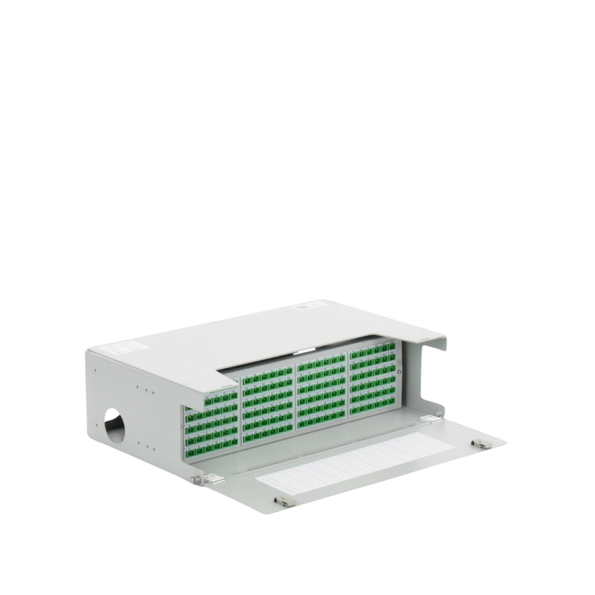 Distribuidor de Fibra Óptica para 144 Empalmes, con 144 Acopladores SC/APC y 144 Pigtails SC/APC, 19, 3 UR