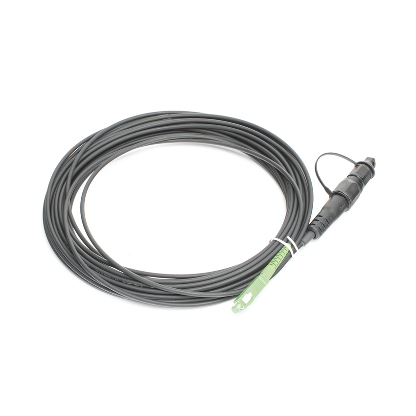 Jumper de Fibra Óptica, Conector SC/APC - Conexión a Caja FDP460, Redondo, 10 Metros (32.81 Pies), Forro 3 mm, G657A2, Negro