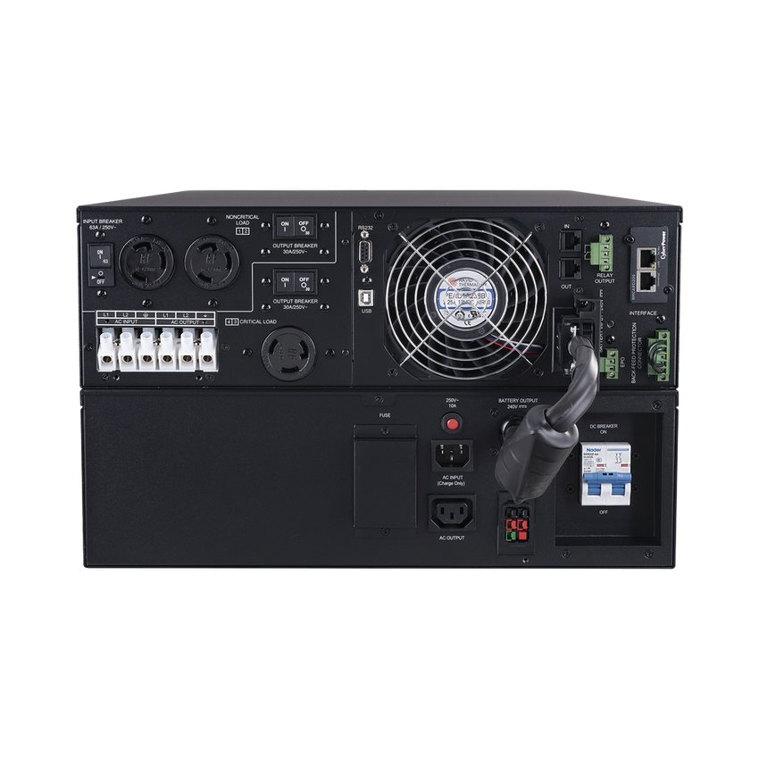 UPS de 10000 VA/10000 W, Online Doble Conversión, 200 - 240 Vac de Entrada, 200 - 240 Vac de Salida, Terminal Hardwired, Onda Senoidal Pura, Torre o Rack de 6 UR, Con 3 Tomas NEMA L6-30R